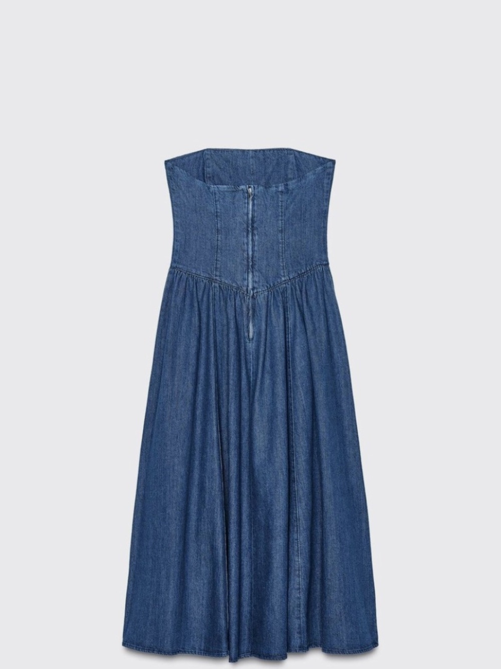 NWT Zara Strapless Dark Wash Denim MIDI Dress | Quiet Luxury Modern Chic  XXL - Picture 4 of 15